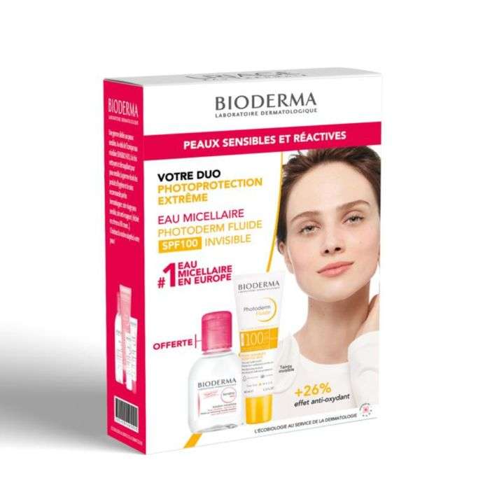 BIODERMA OFFRE PHOTODERM MAX FLUIDE SPF 100 INVISIBLE+ BIODERMA SEBIUM H2O 100 ML OFFERT 40 ML