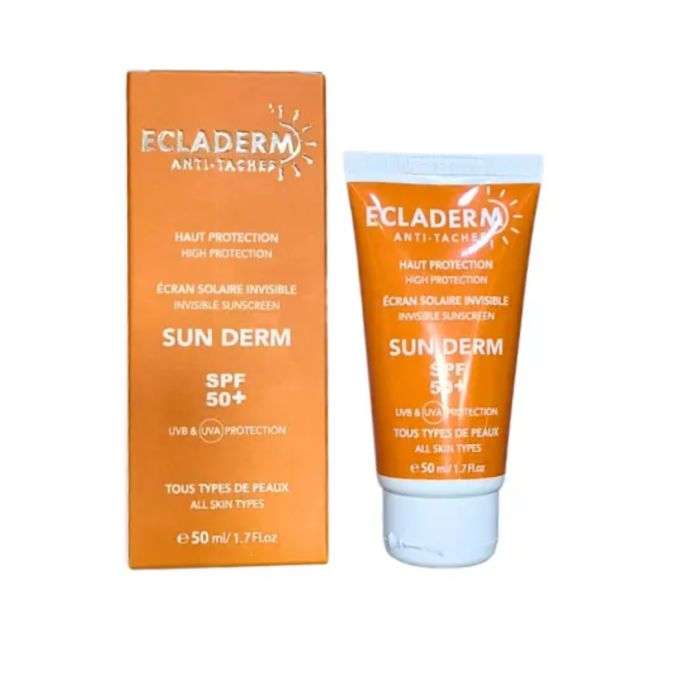 ECLADERM SUN DERM ECRAN SOLAIRE INVISIBLE SPF 50+ TOUS TYPES DE PEAUX 50 ML